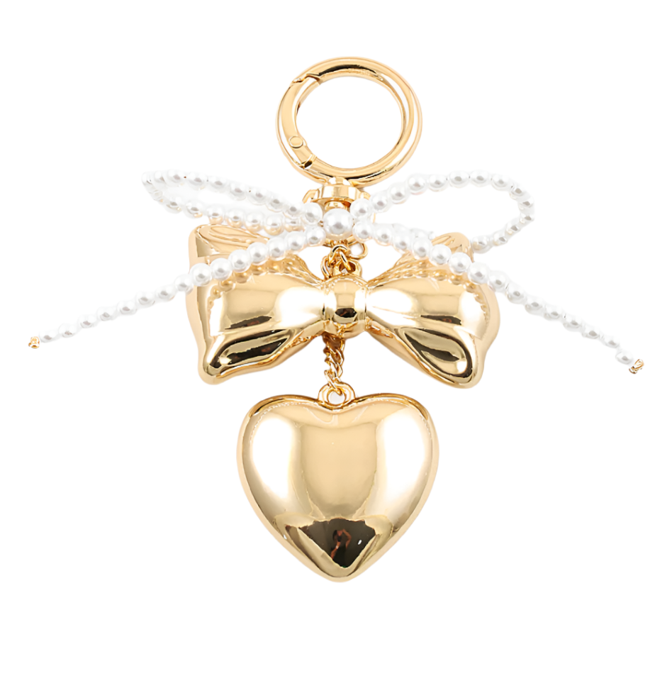 Bag Charm - Pearl Heart Charm