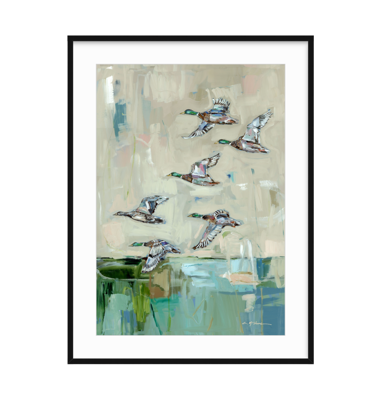 Mallards In Flight Ducks Fine Art Print