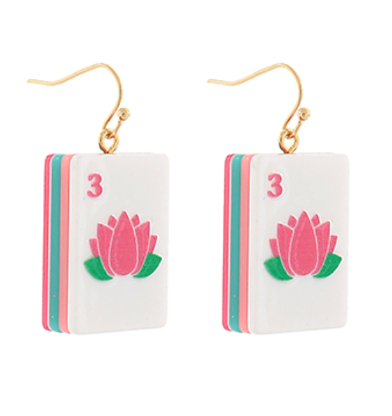 Mahjong Tile Earrings - Flower