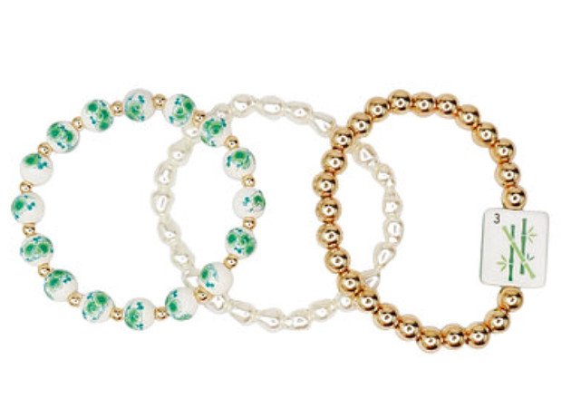 Mahjong Triple Flower Bracelet - 3 Bamboo
