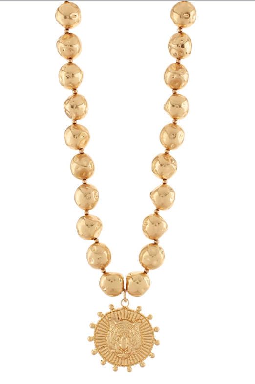 Gold Tiger Pendant Necklace