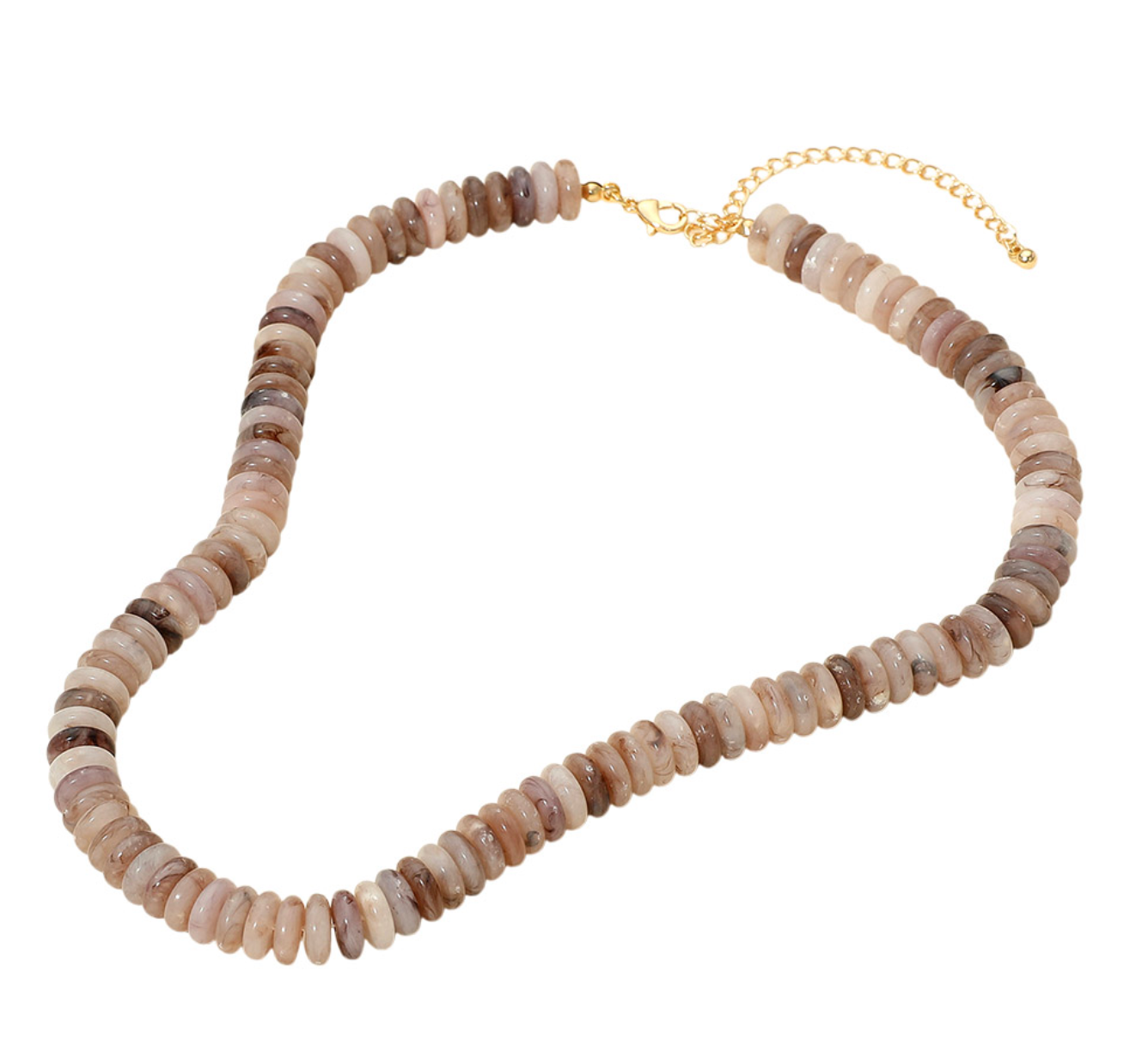 Statement Beaded Necklace - Light Grey