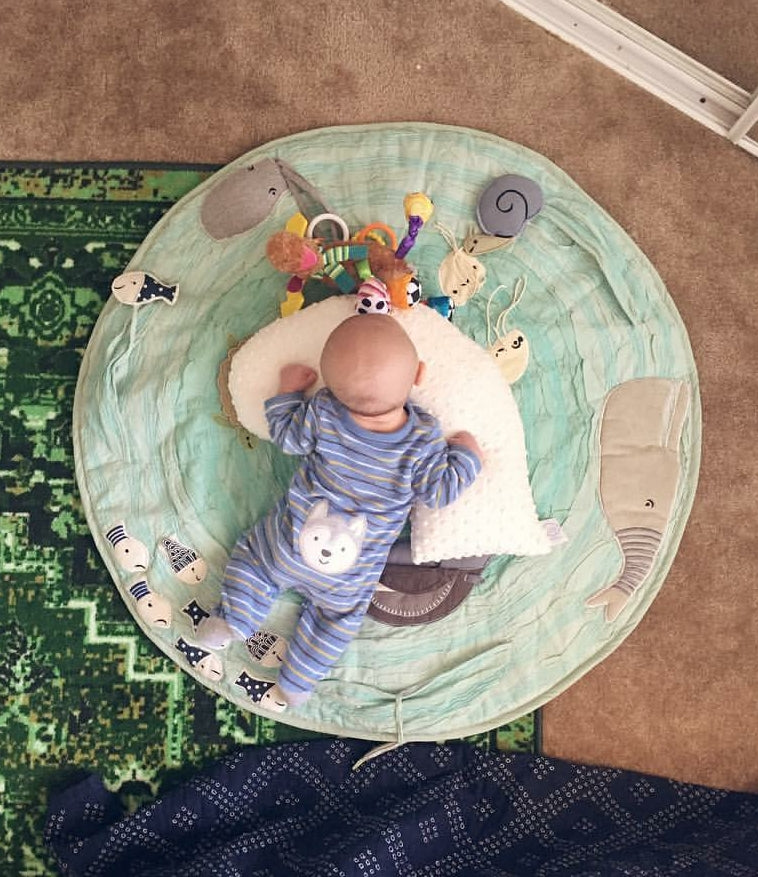 Travel Nursing Pillow - Grey Dot Pattern - Portable Baby Pillow