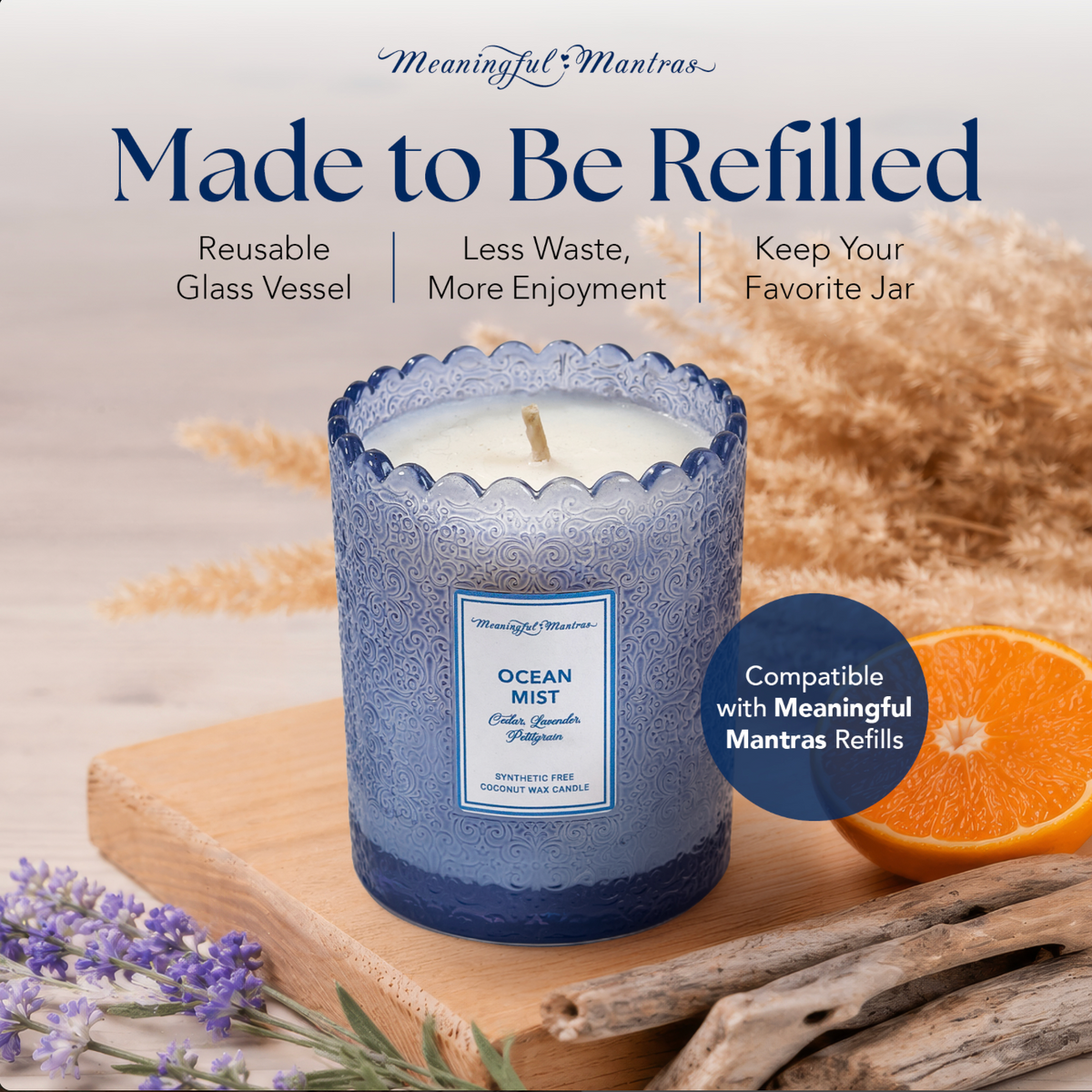 Ocean Mist Natural Candle 8oz Kaia Collection Refill