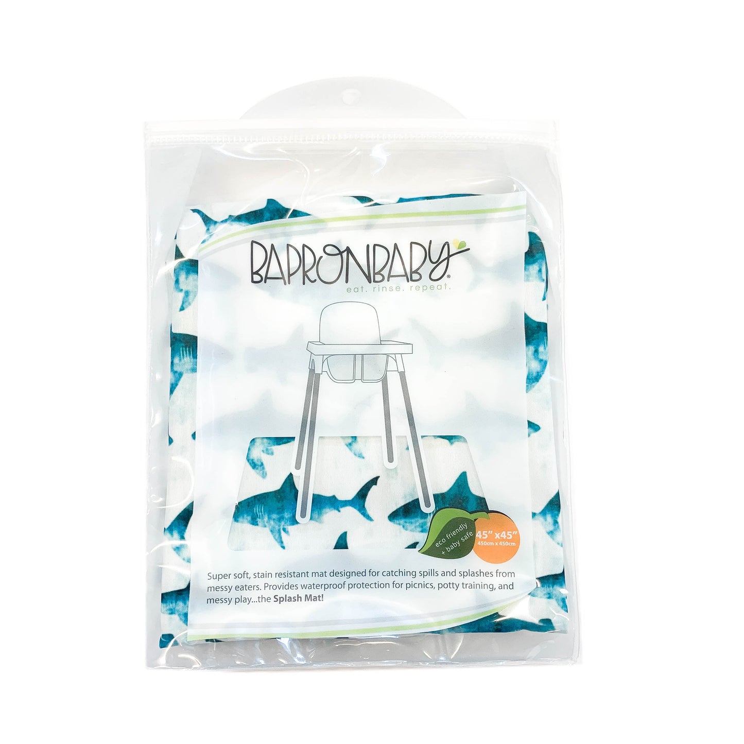 Shark Attack Splash Mat - A Waterproof Catch-All for Highchair Spills and More!