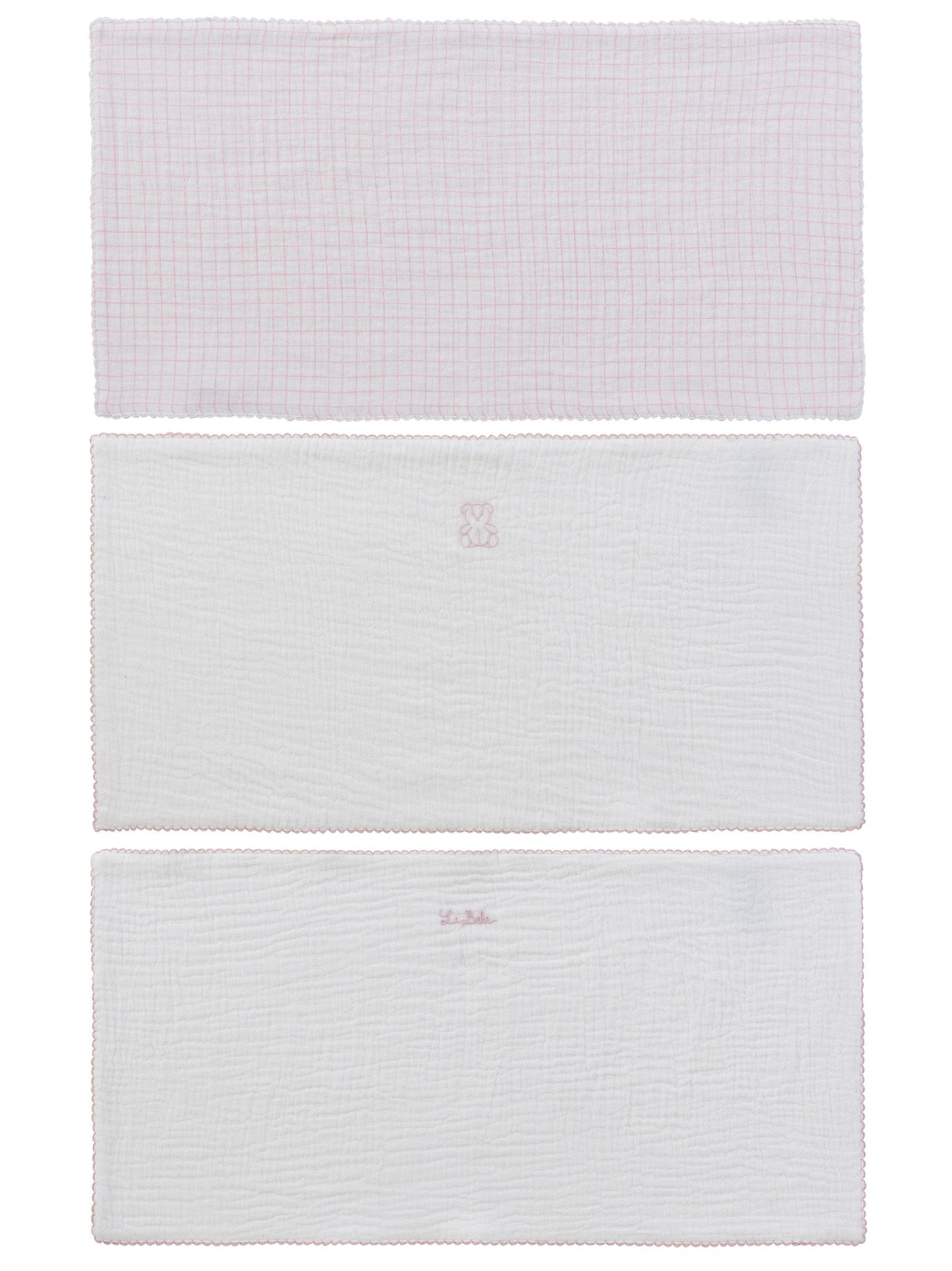 Teddy Au Pane Burp Cloth Set of 3 - Pink