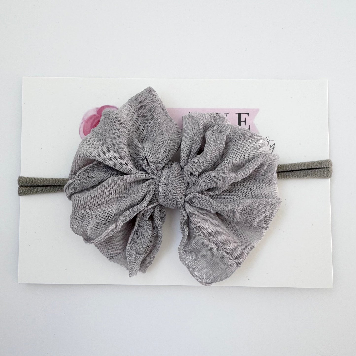 Skinny Mini Ruffled Headband- Sterling