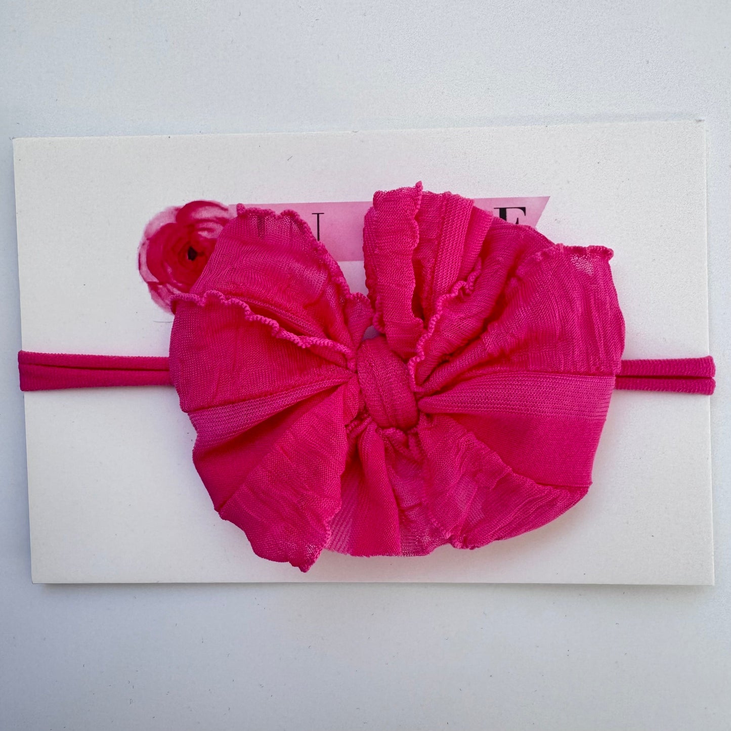 Skinny Mini Ruffled Headband- Hot Pink