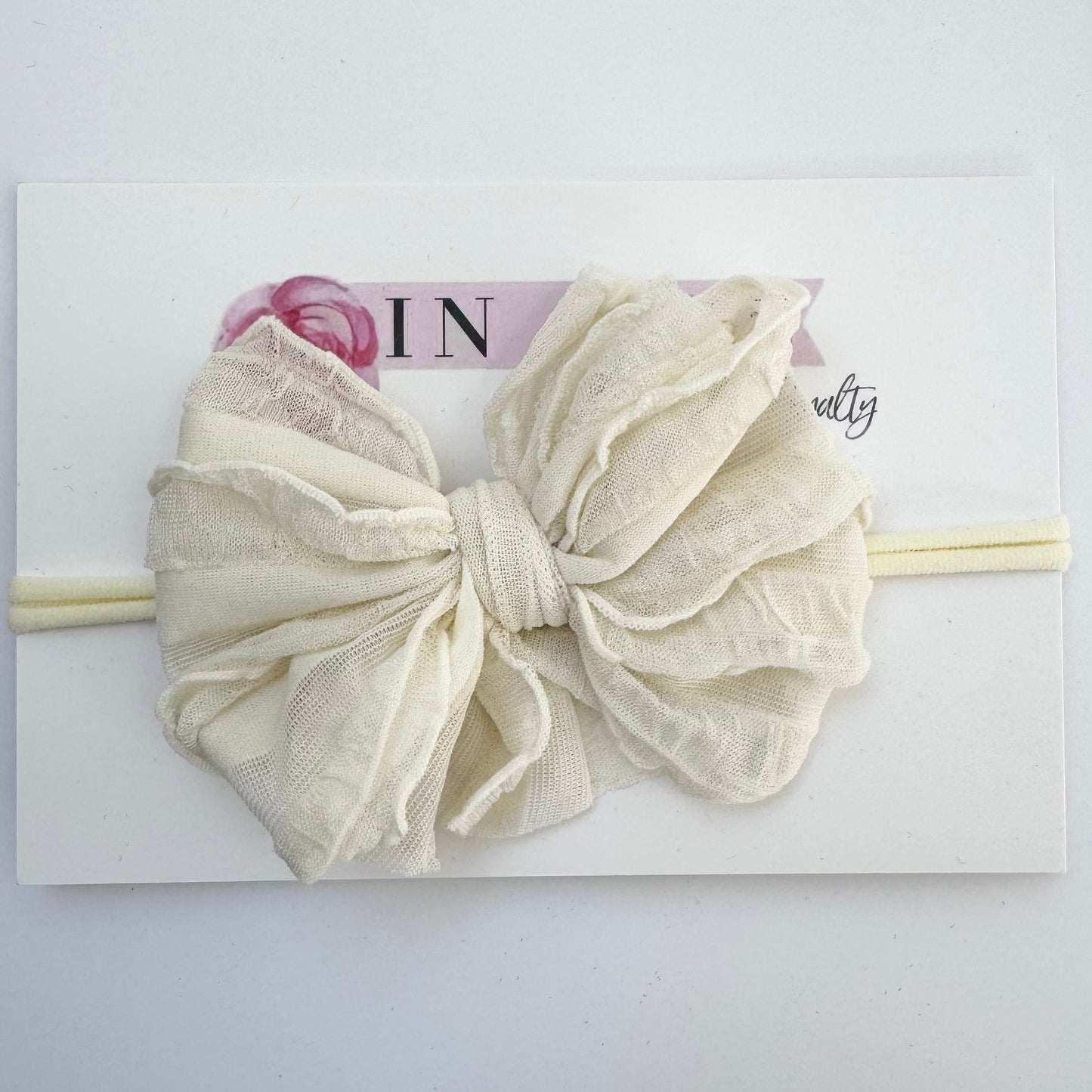 Skinny Mini Ruffled Headband- Ivory