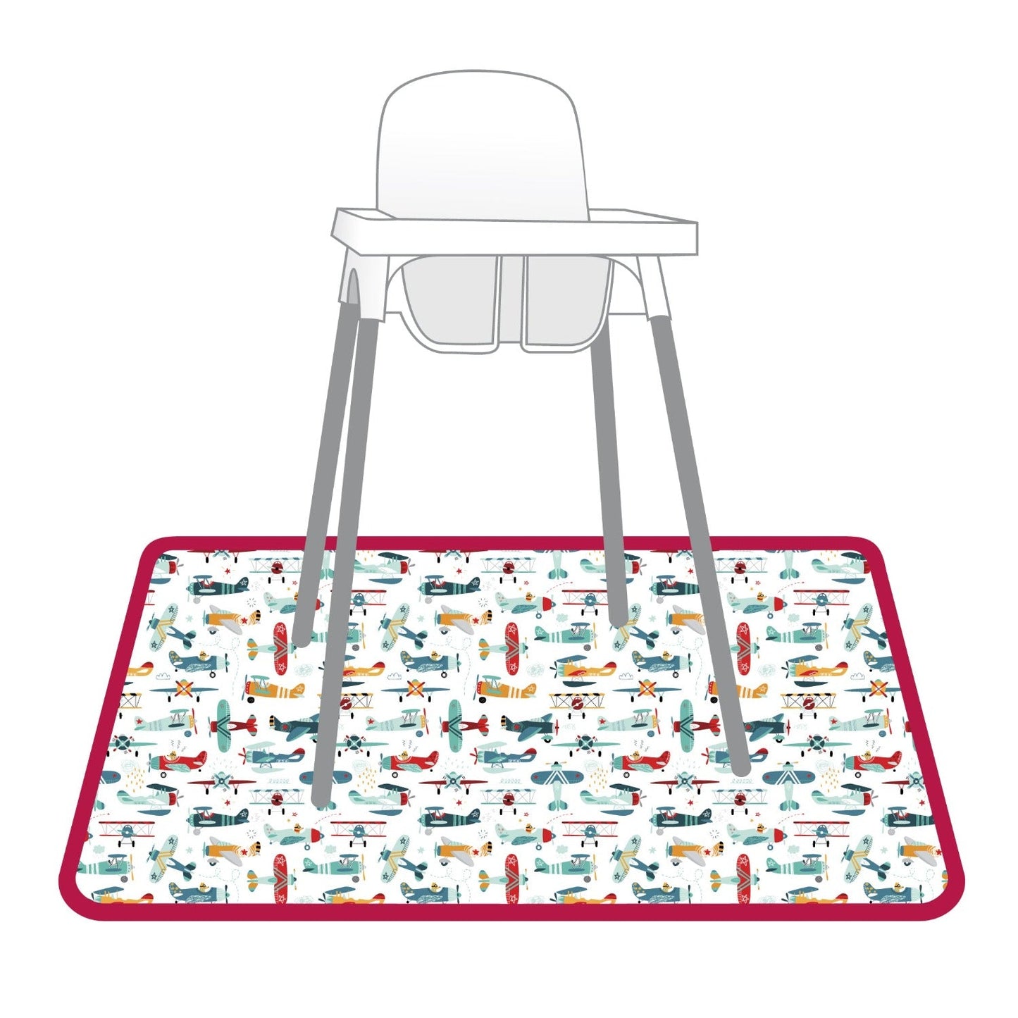 Retro Airplanes Splash Mat - A Waterproof Catch-All for Highchair Spills and More!