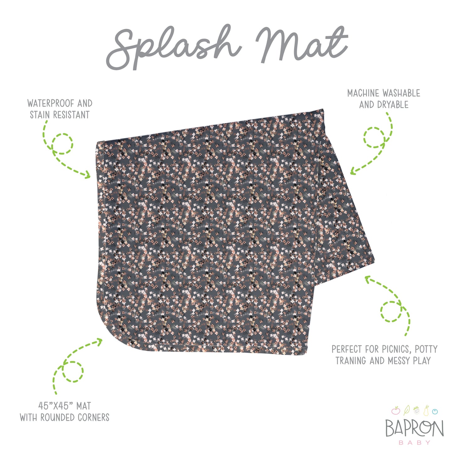 Ditsy Floral Splash Mat - A Waterproof Catch-All for Highchair Spills and More!