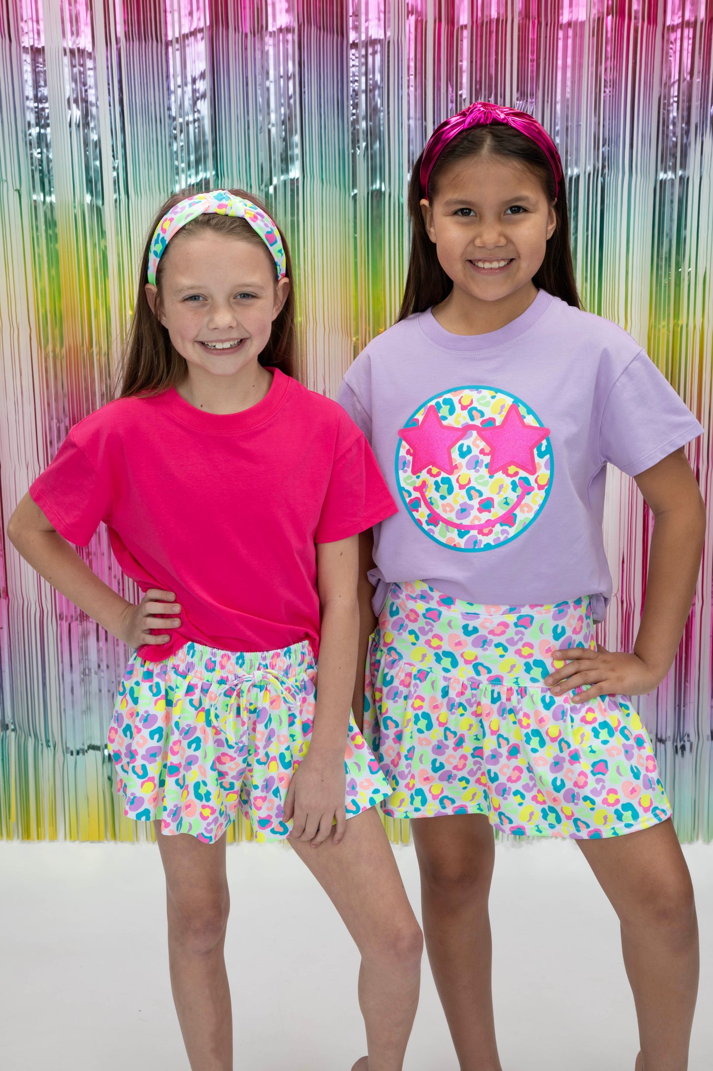 Neon Leopard Smiley on Lavender Boxy T