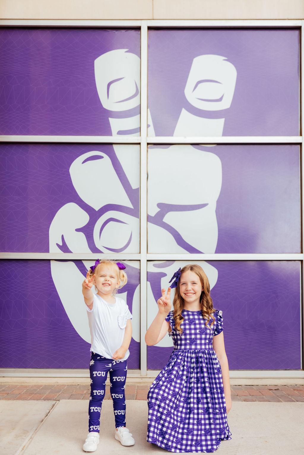 TCU Plaid Frog Flutter Twirl Dress