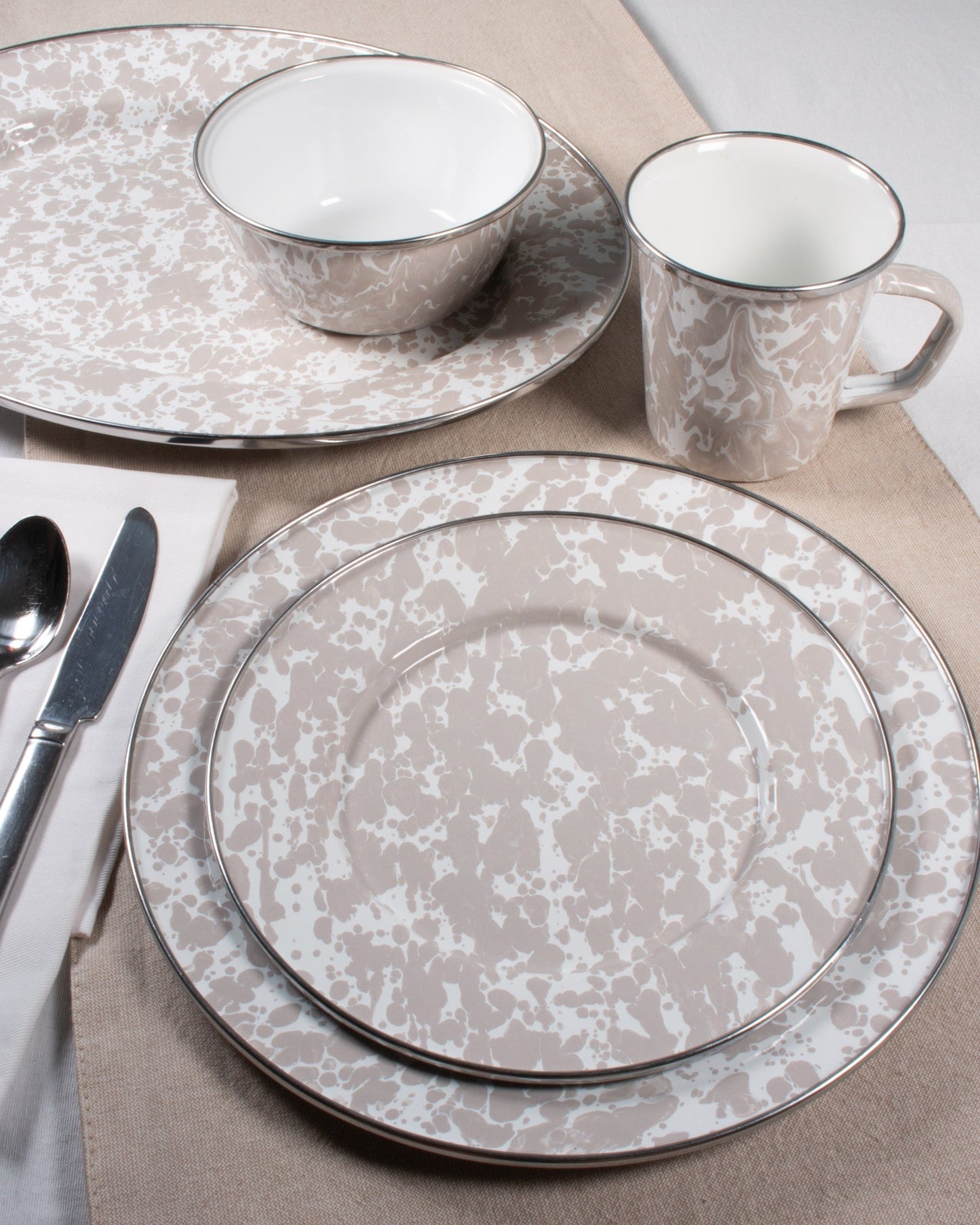 Taupe Swirl 12 oz Mugs - Set of 4