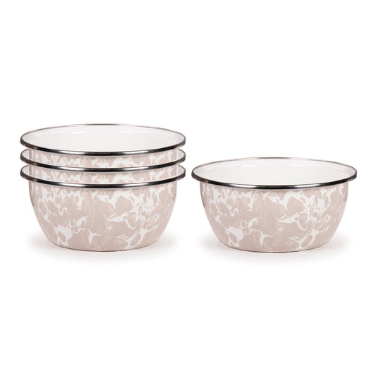 Taupe Swirl Salad Bowls - Set of 4, Taupe