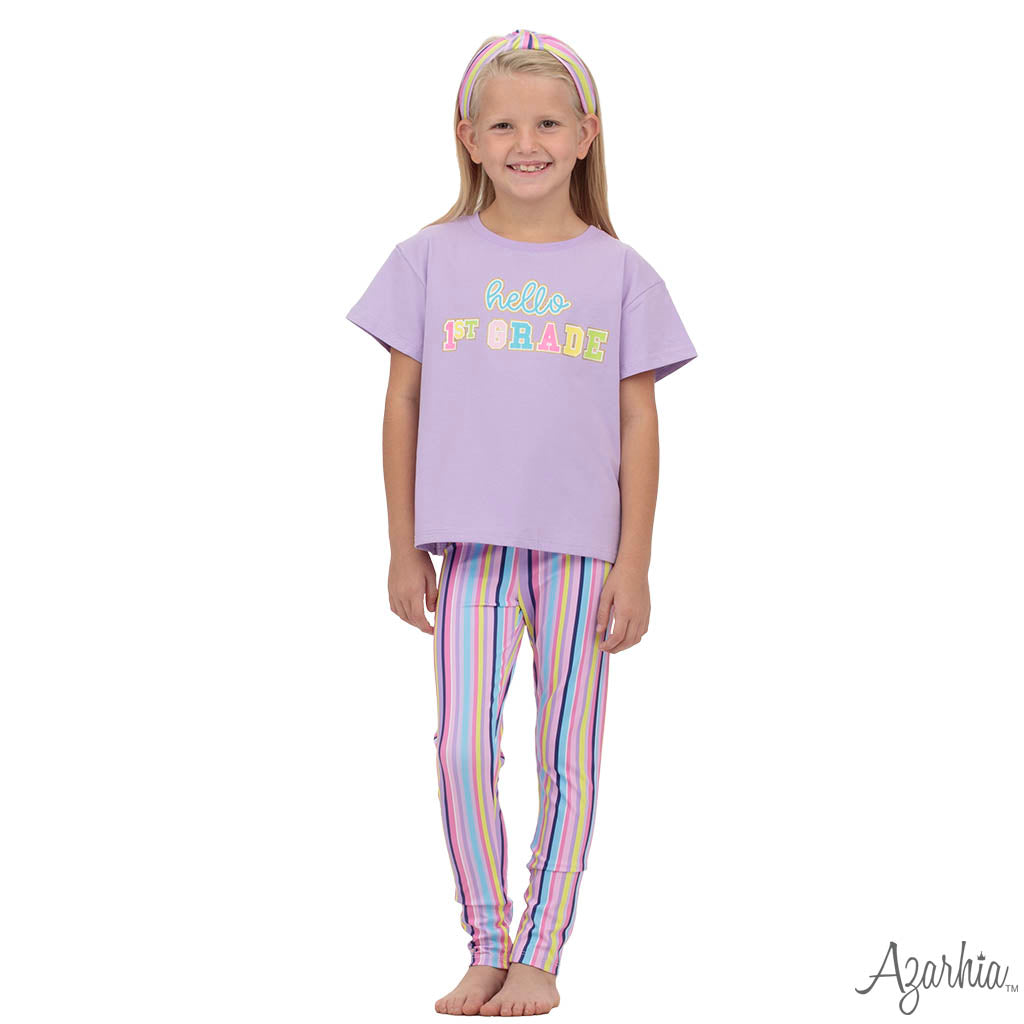 Hello 1st Grade Lavender Boxy Tee – Girls Back to School Outfit