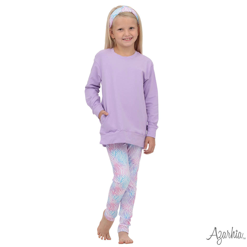 Color Block Light Blue Zip Pullover – Girls Long Sleeve Sweatshirt