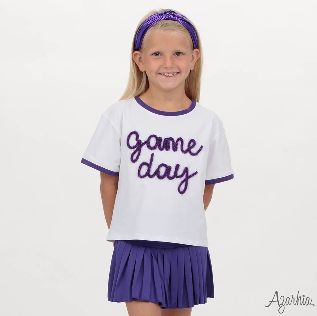 Mini Pleated Skort in Solid Purple