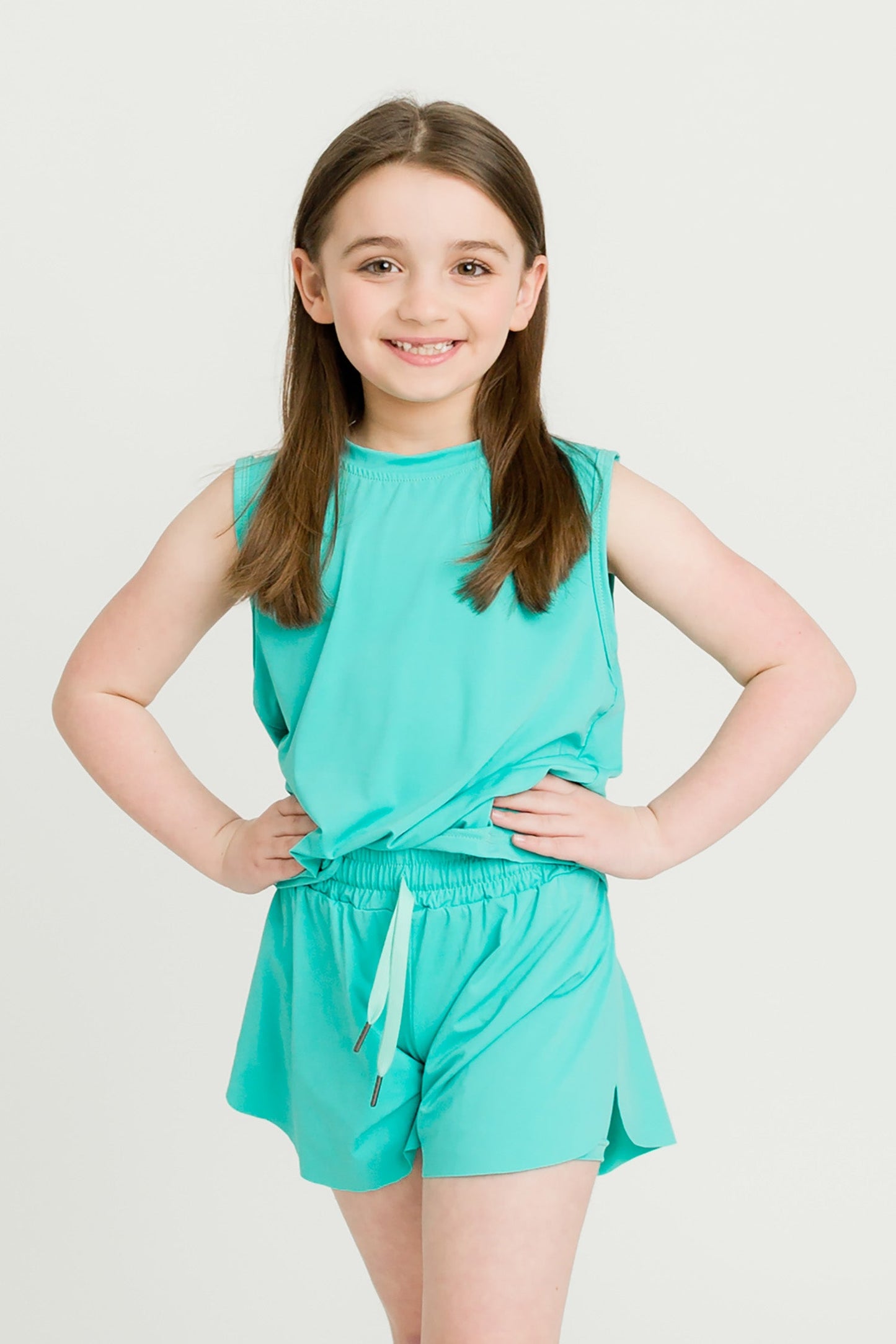 Teal High Low Kid Tank