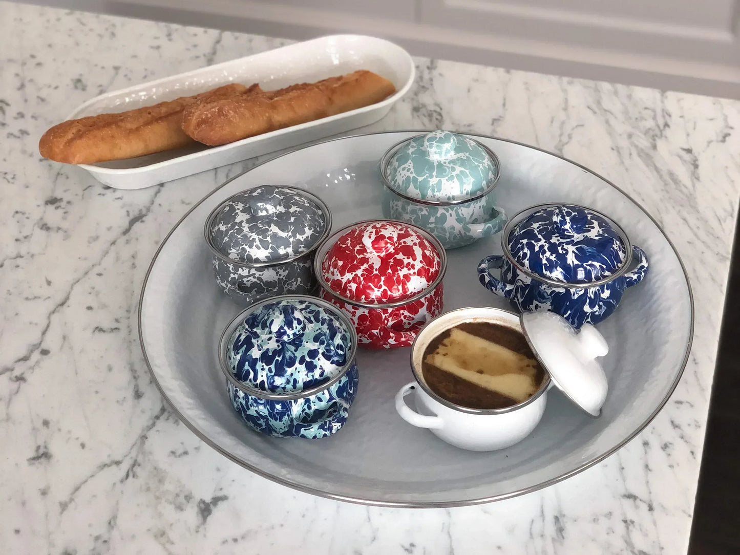 Grey Swirl Petite Tureens - Set of 2