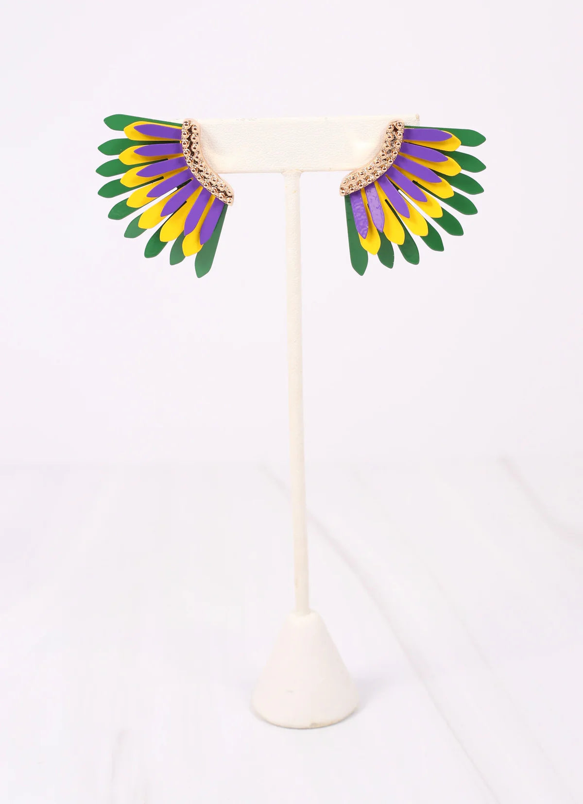 Fernie Metal Fan Earring MARDI GRAS