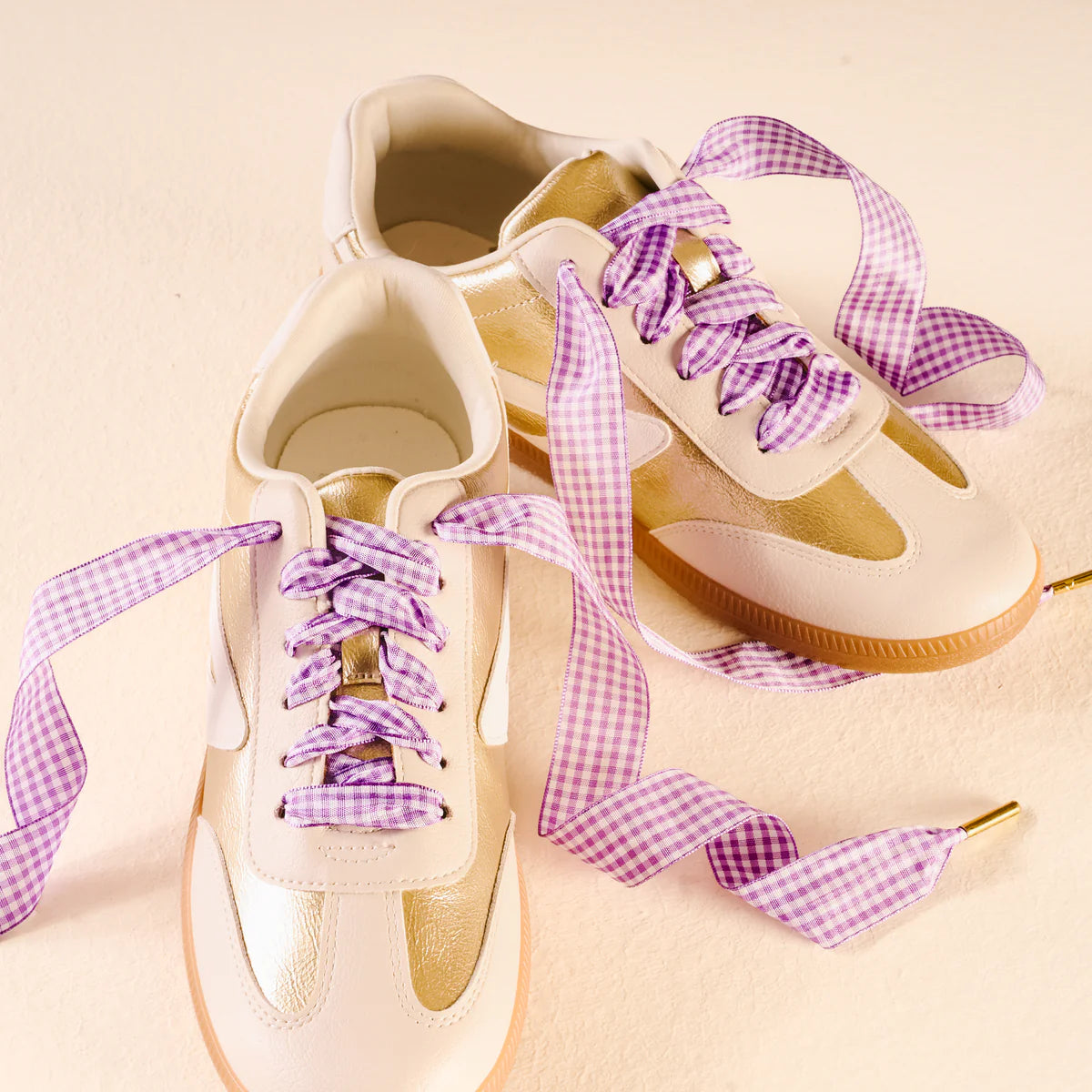 Gingham Step It Up Shoelaces – Purple | Boutique Sneaker Laces