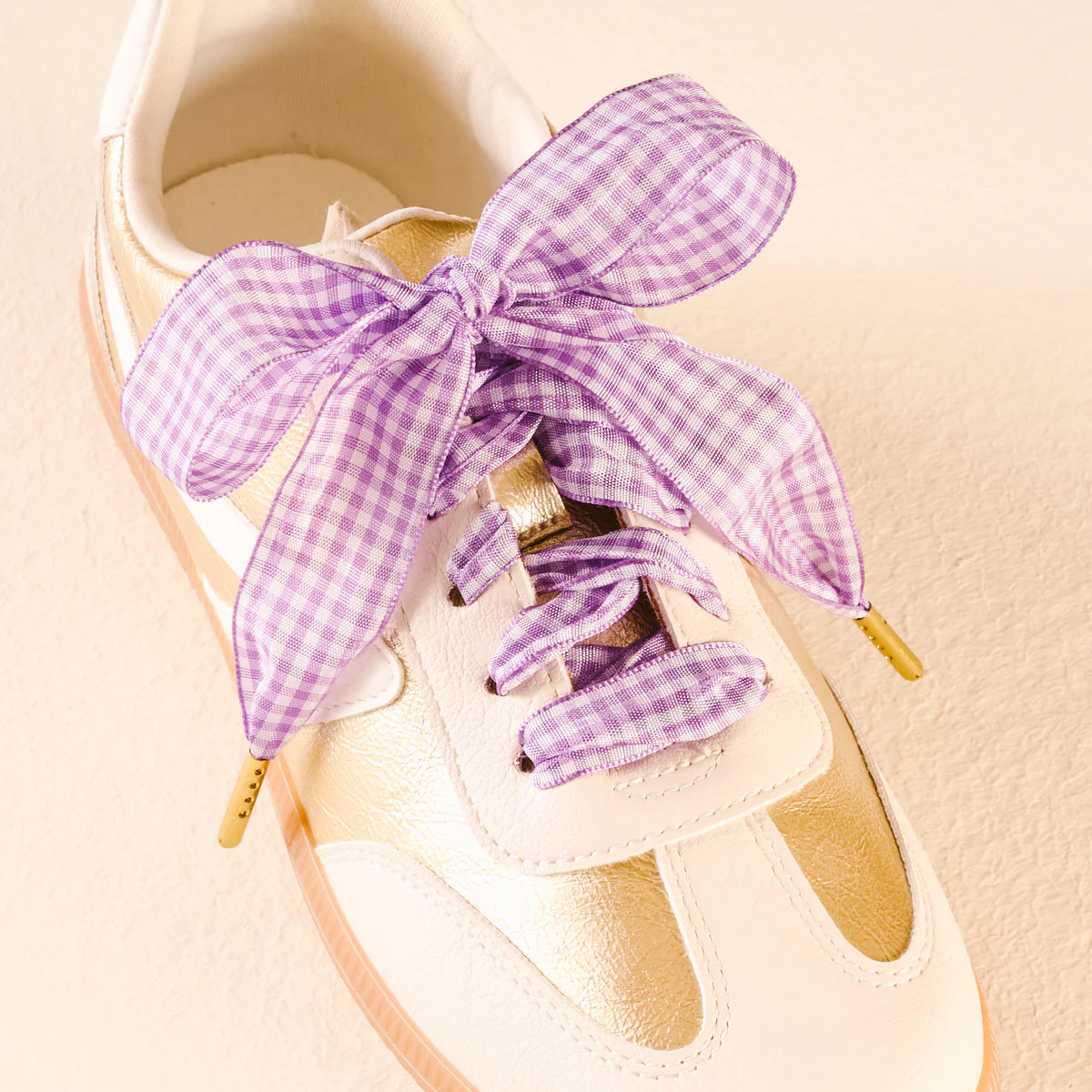 Gingham Step It Up Shoelaces – Purple | Boutique Sneaker Laces