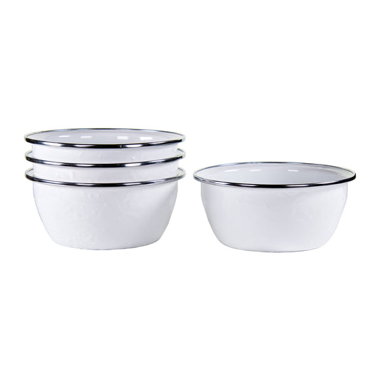 White Solid Salad Bowls - Set of 4, White