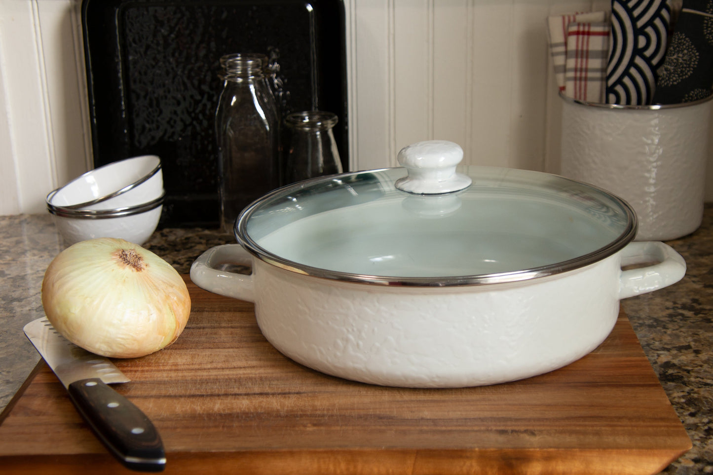 White Solid Large Saute Pan