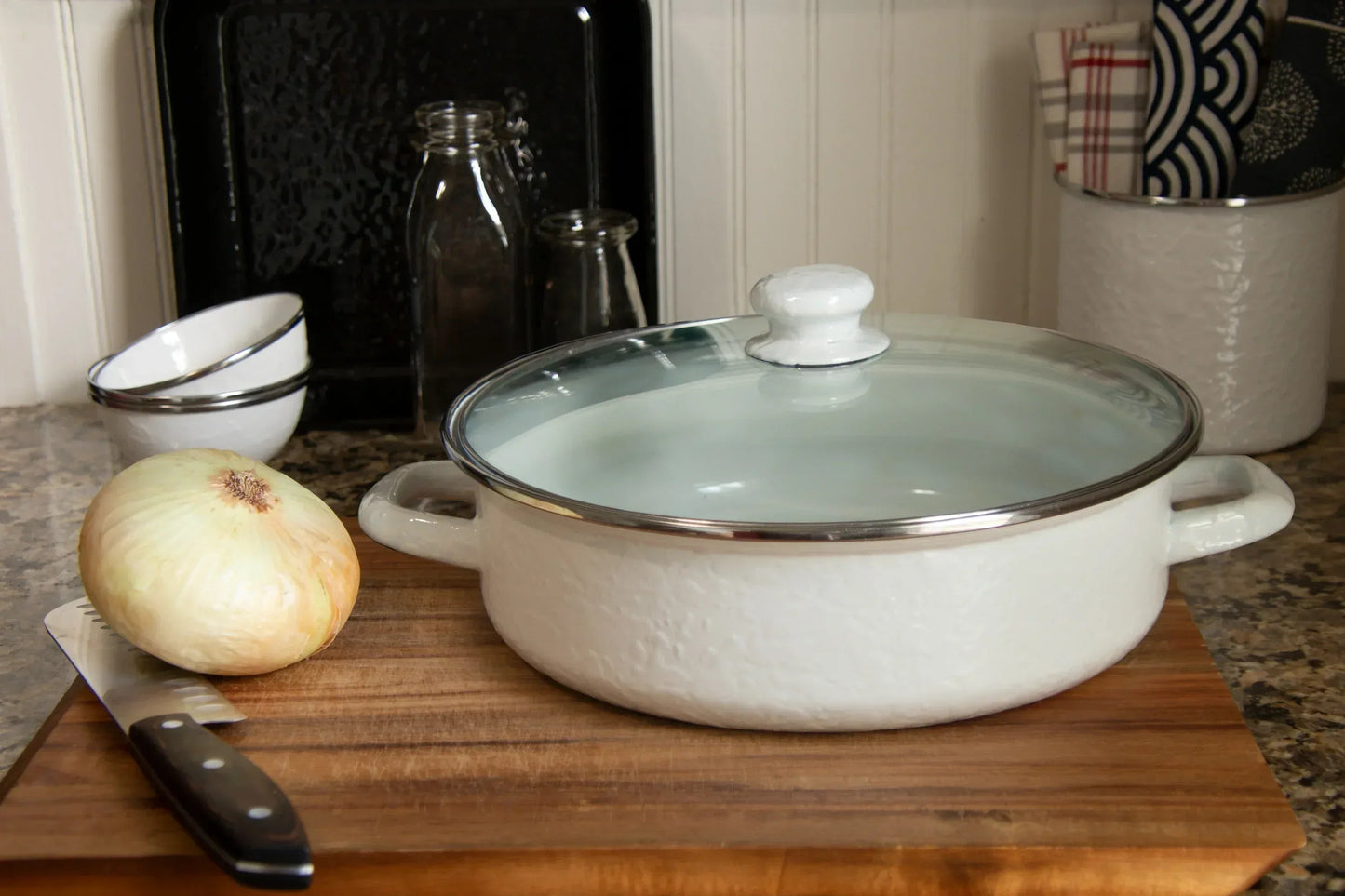 Solid White Large Saute Pan