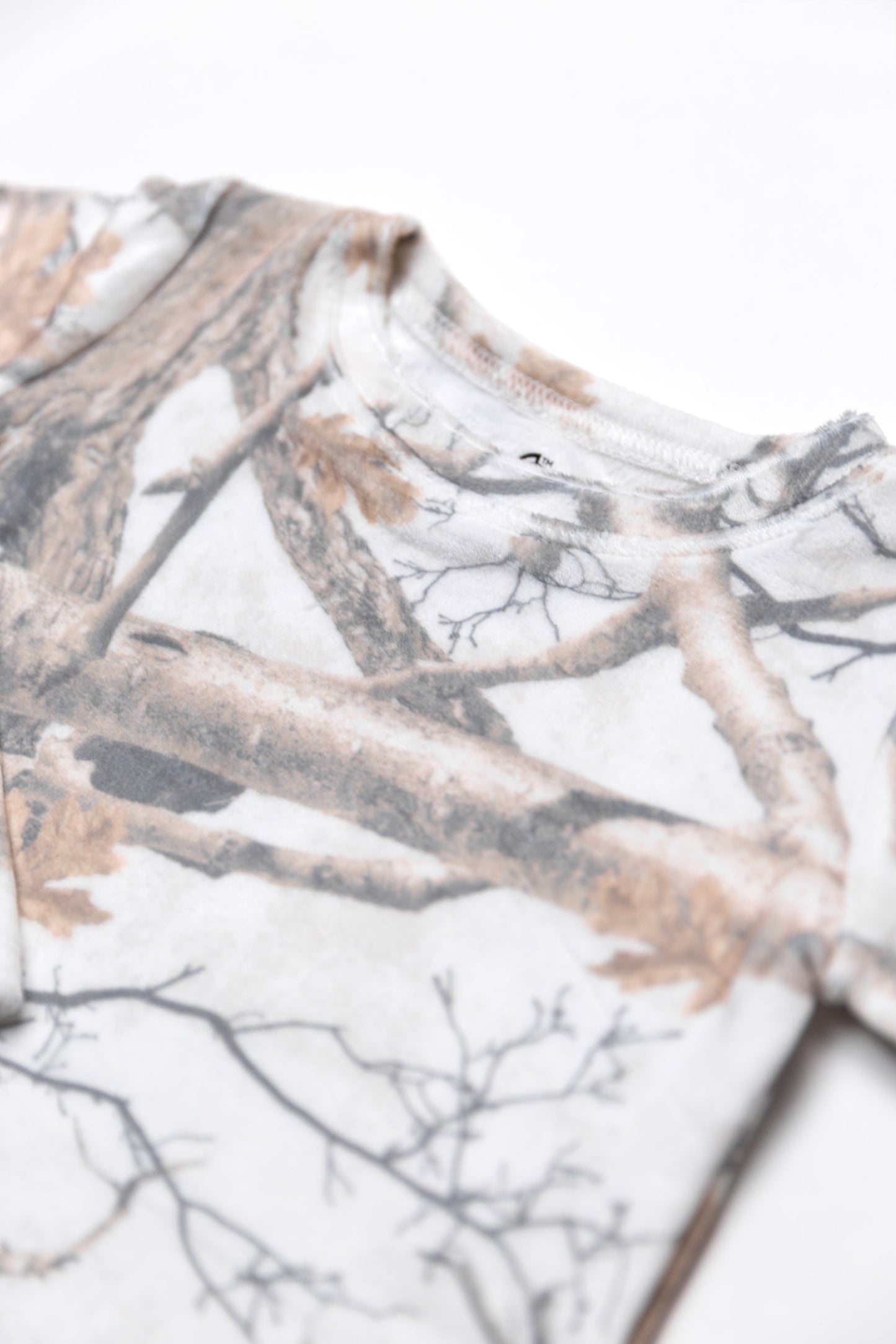 Plush White Tree Camo Two-Piece Set