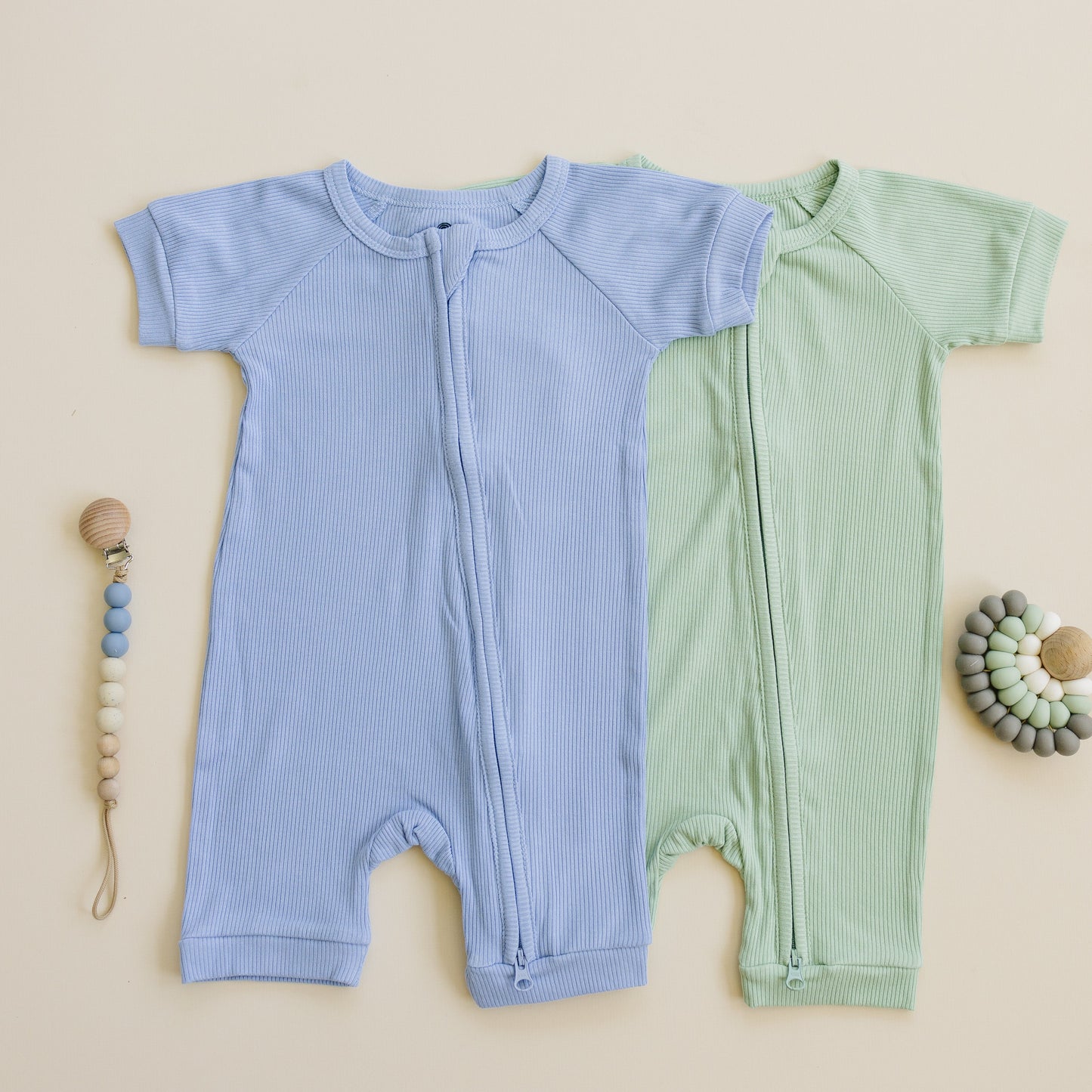 Solid Ribbed Bamboo Shorty Romper (0-3m to 4T) - more colors