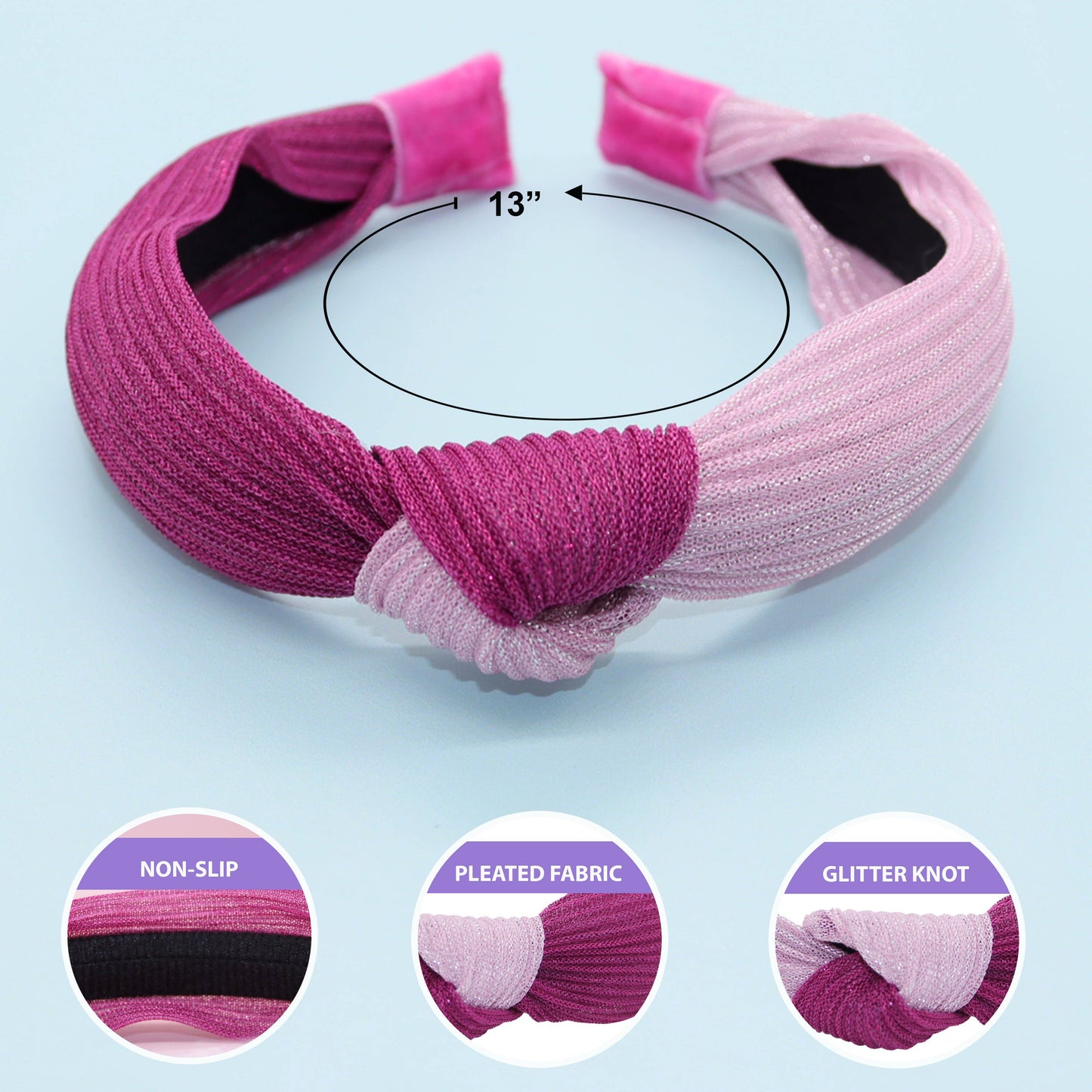 Two Tone Pleated Knot Headbands