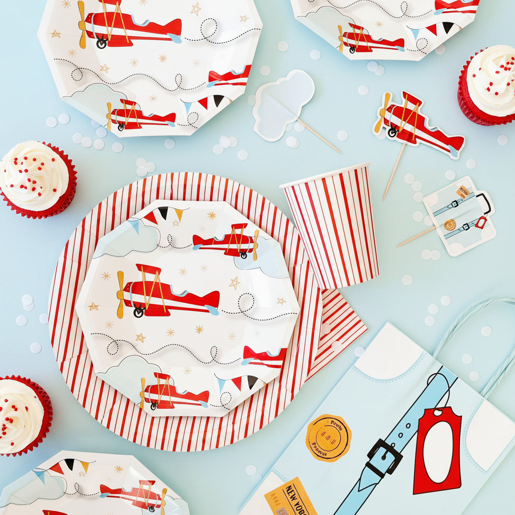 Airplane Birthday Party Supplies Kit – Boys Aviation Party | Plates, Cups, Napkins | Party in a Box