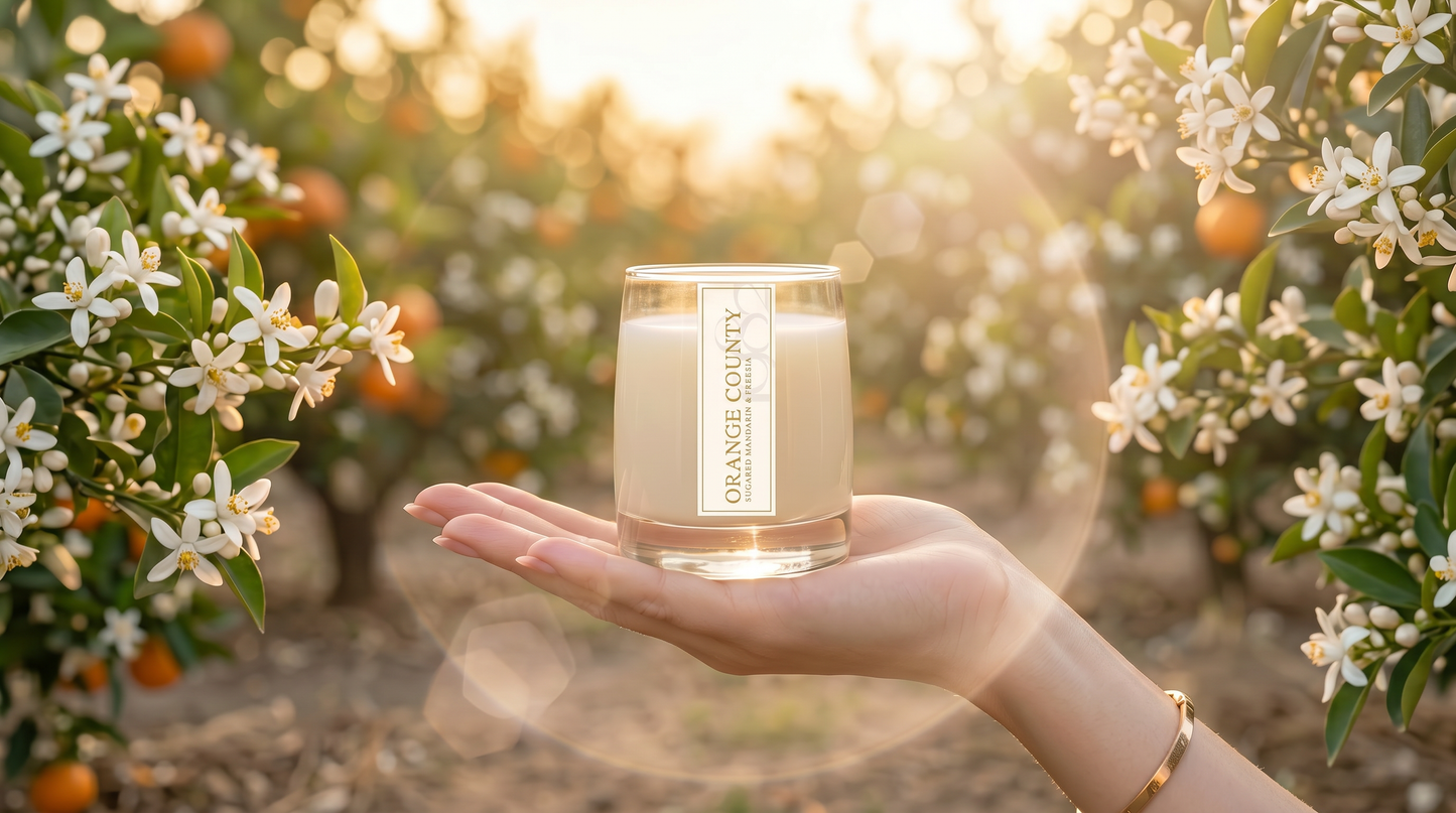 Orange County (8.5 oz Single Wick) - Notes: Mandarin Oranges, Peaches, Strawberries, Citron & Sugar, Freesia