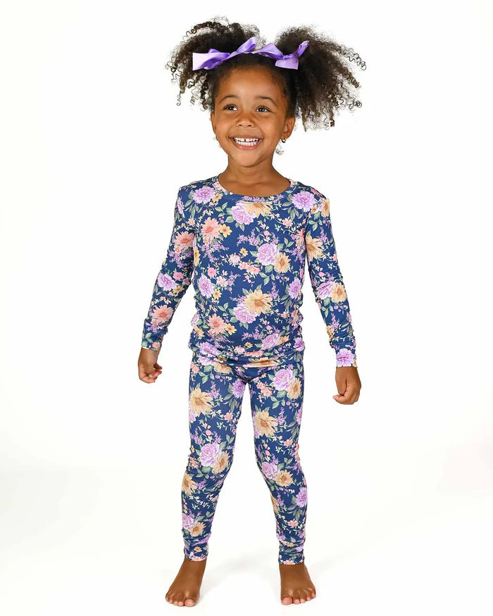Anna Floral Bamboo Toddler Lounge Set – 2-Piece Pajamas