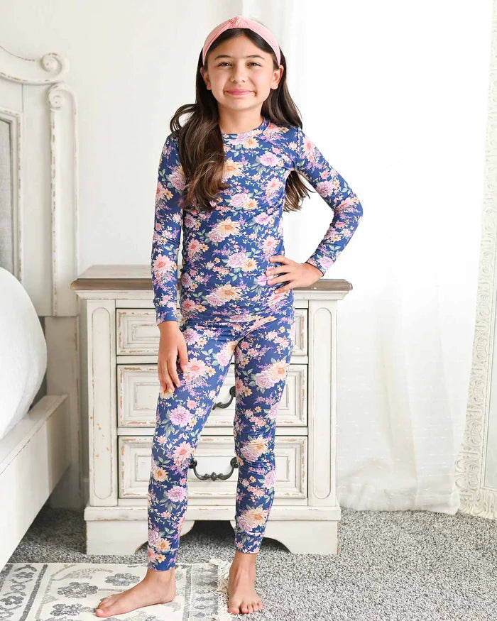 Anna Floral Bamboo Toddler Lounge Set – 2-Piece Pajamas
