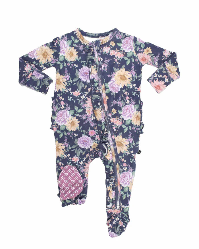 Anna Ruffled Zippered Footie – Bamboo Baby Sleeper