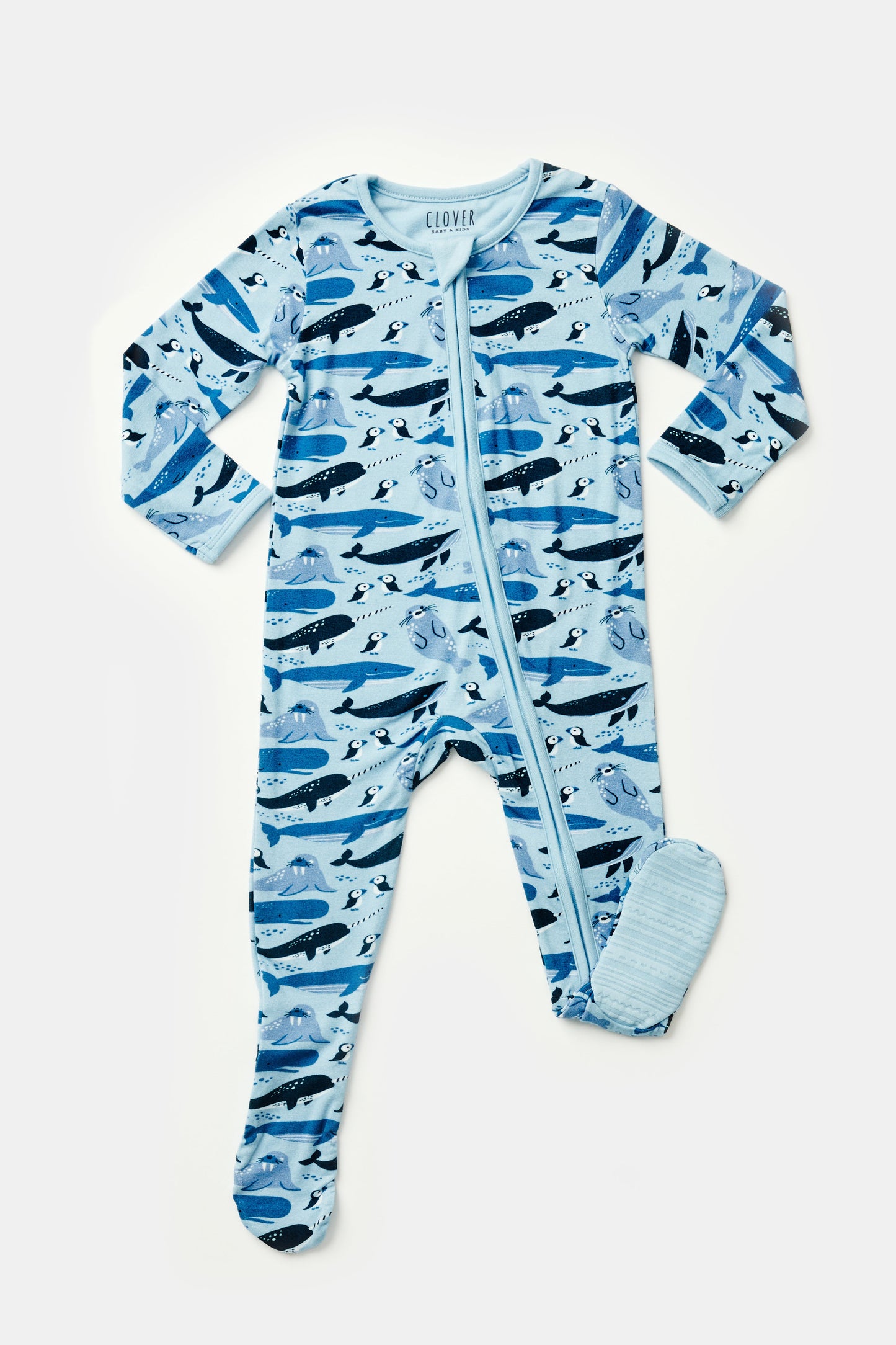 Soft & Stretchy Zipper Footie - Ocean Animals