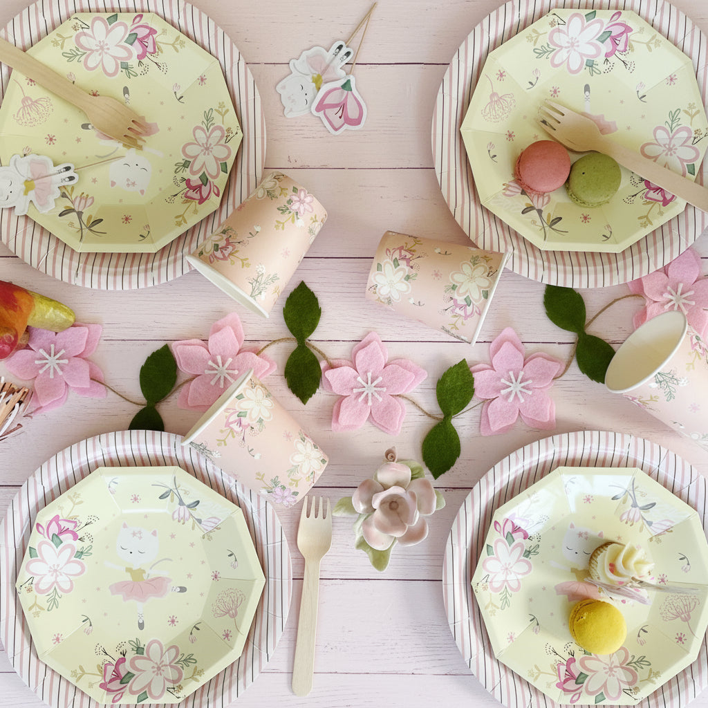 Pink Fine Stripes Plates (Set of 8)