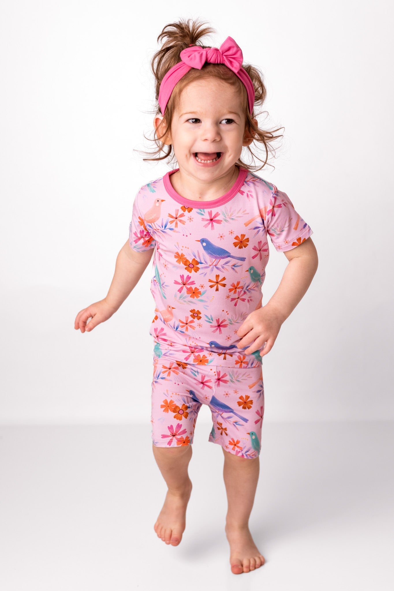 Blooming Birds | Two-Piece Bamboo Short Sleeve Toddler & Kids Set