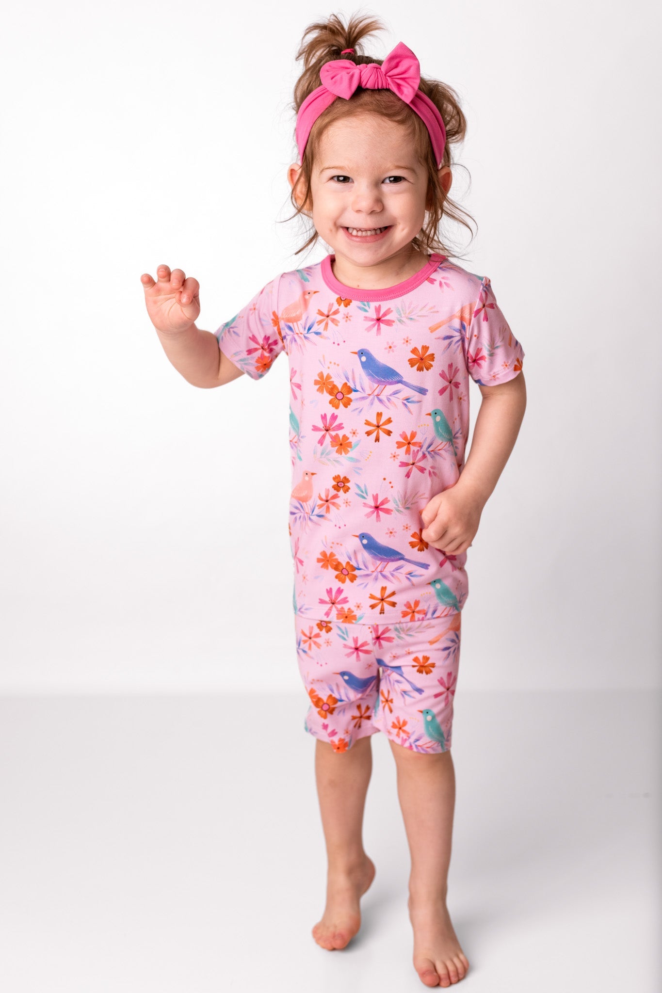Blooming Birds | Two-Piece Bamboo Short Sleeve Toddler & Kids Set