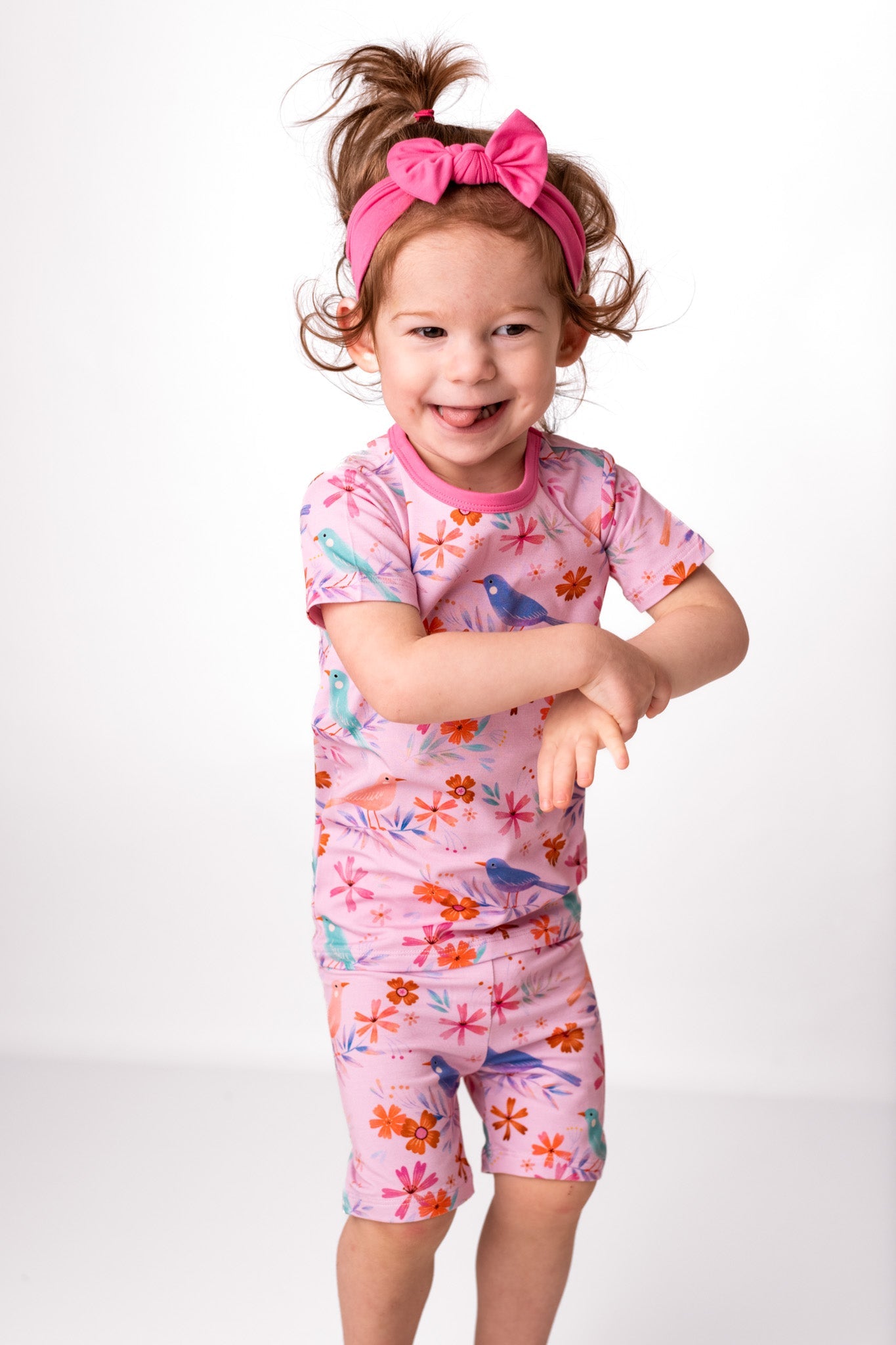 Blooming Birds | Two-Piece Bamboo Short Sleeve Toddler & Kids Set