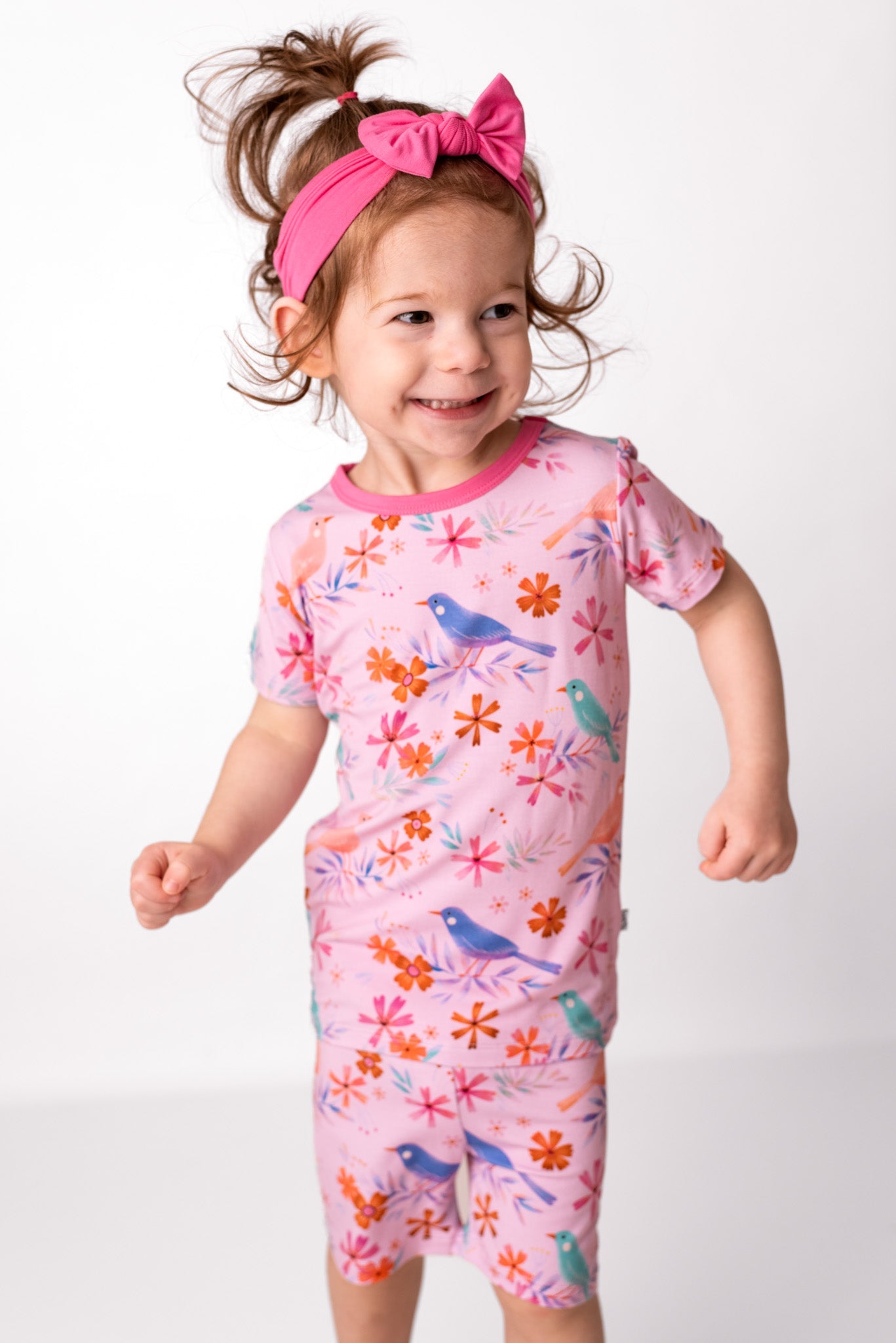 Blooming Birds | Two-Piece Bamboo Short Sleeve Toddler & Kids Set