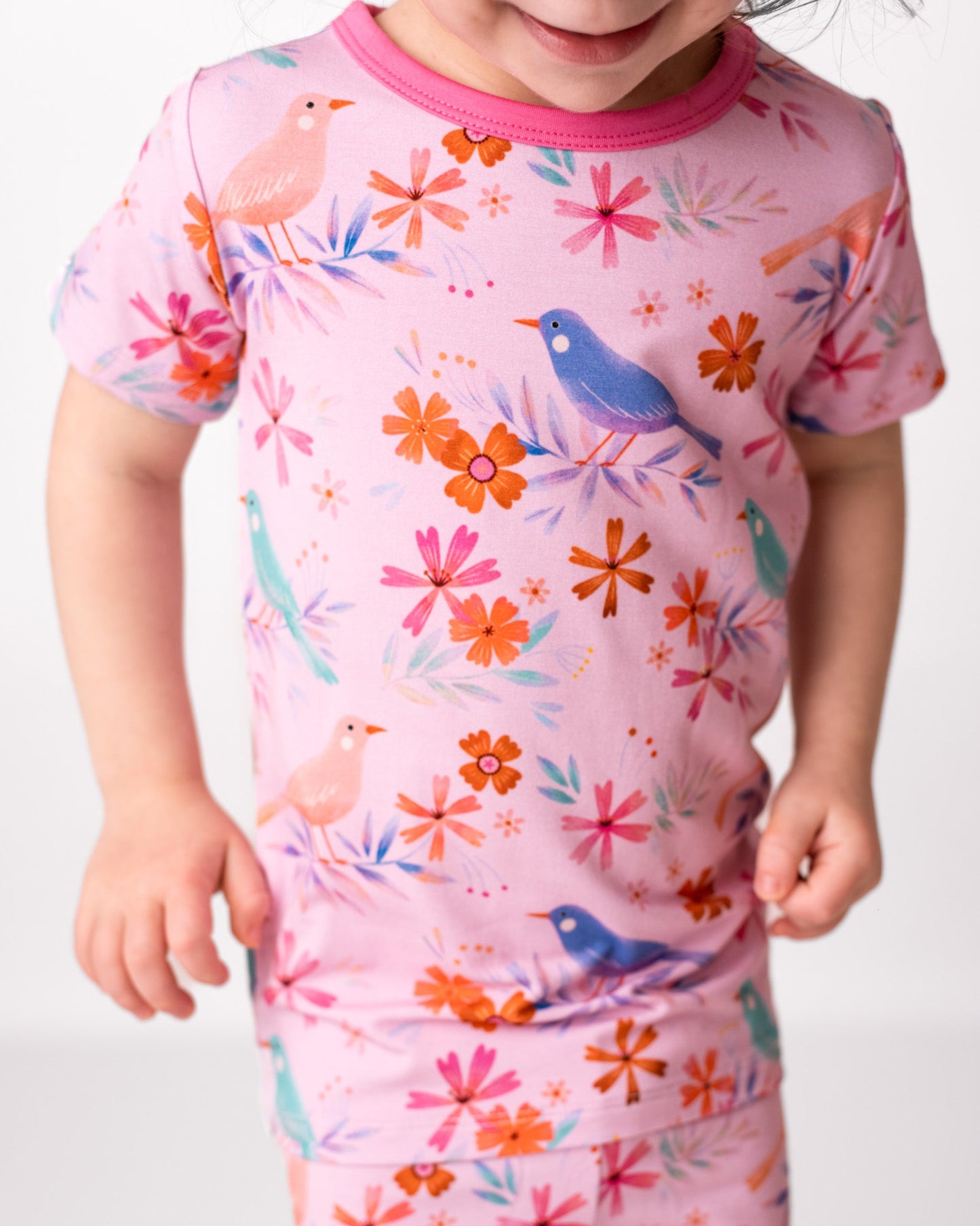 Blooming Birds | Two-Piece Bamboo Short Sleeve Toddler & Kids Set