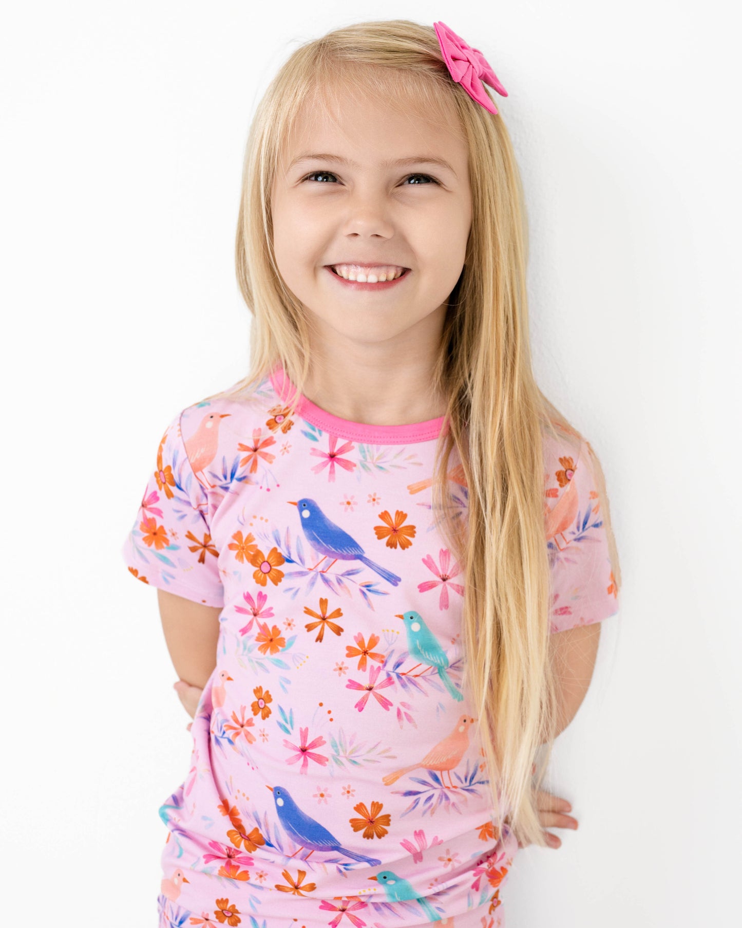 Blooming Birds | Two-Piece Bamboo Short Sleeve Toddler & Kids Set
