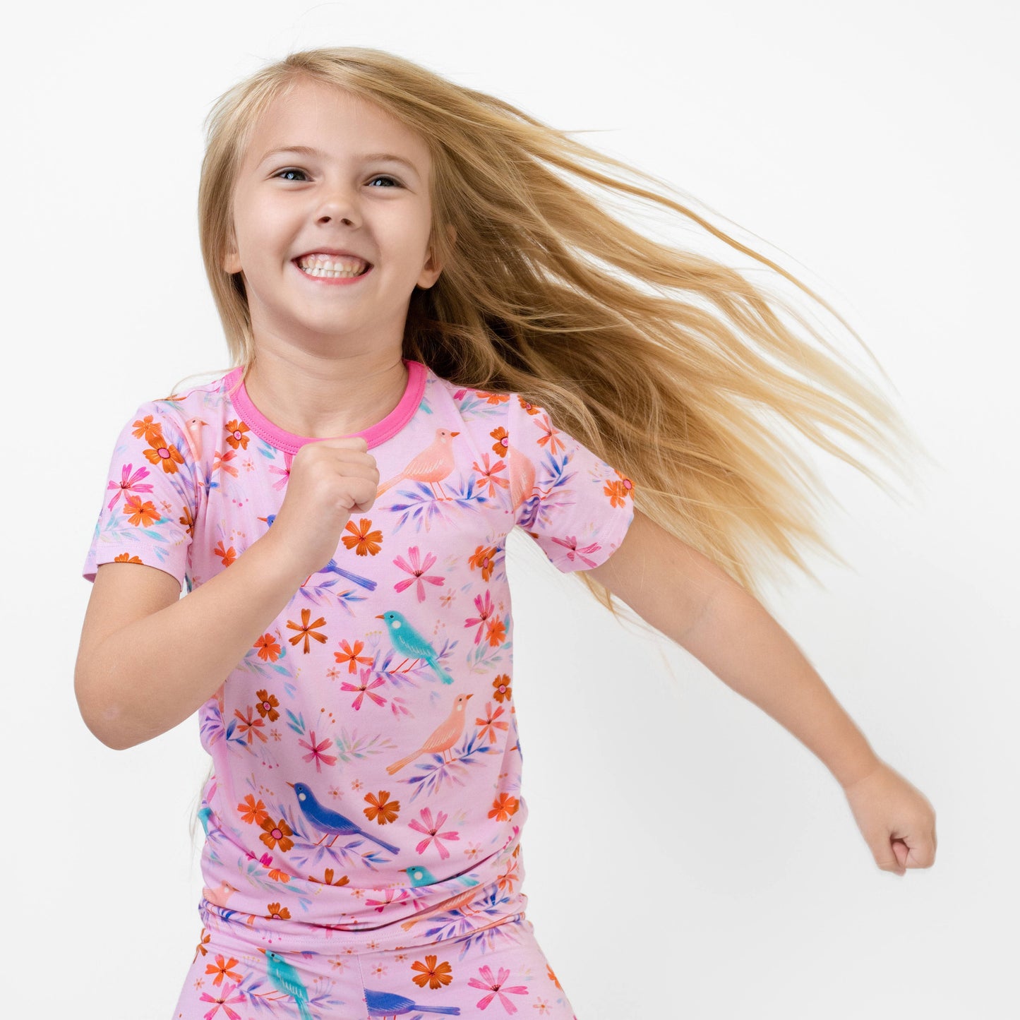 Blooming Birds | Two-Piece Bamboo Short Sleeve Toddler & Kids Set