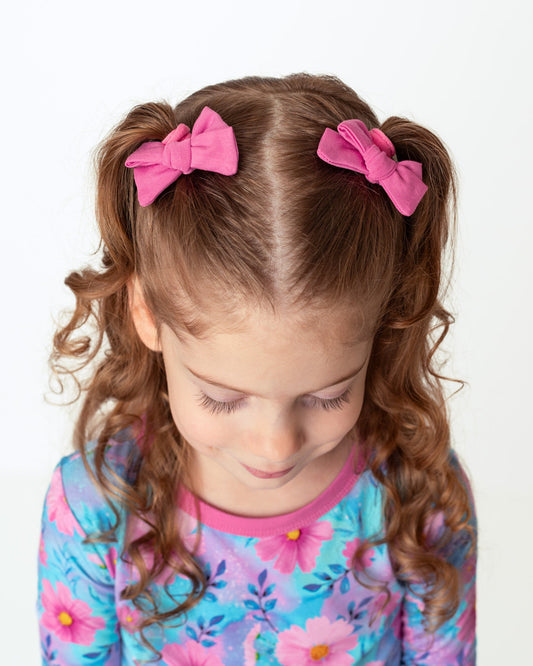Fuchsia | Baby Bamboo Clip on Bow Set