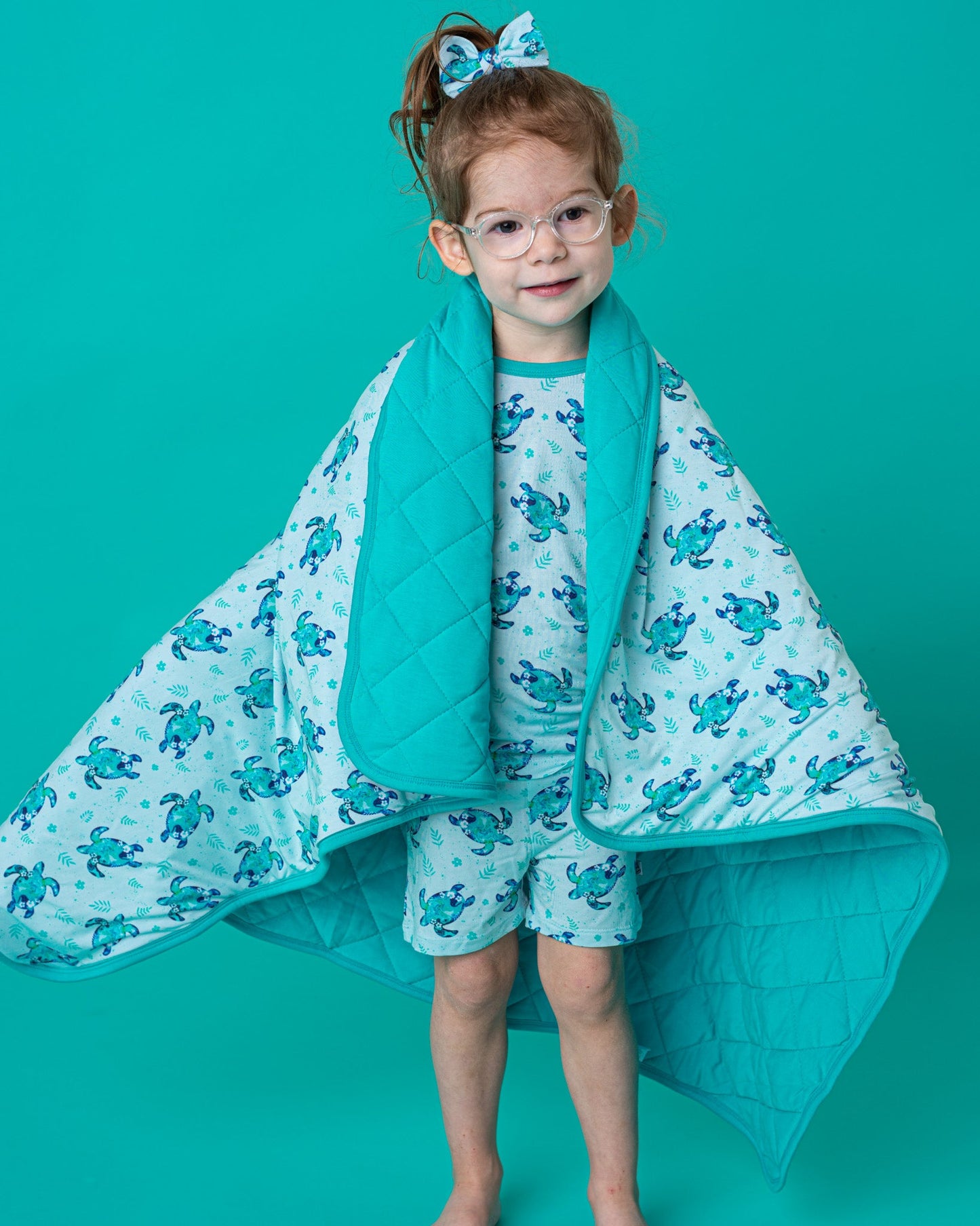 Sea Turtles | Mini Quilted Bamboo Baby Blanket