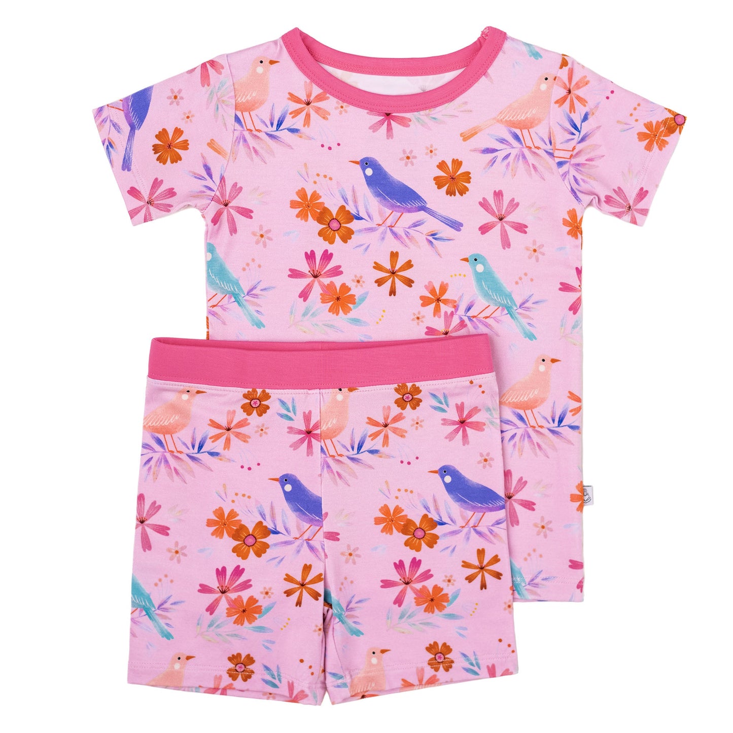 Blooming Birds | Two-Piece Bamboo Short Sleeve Toddler & Kids Set